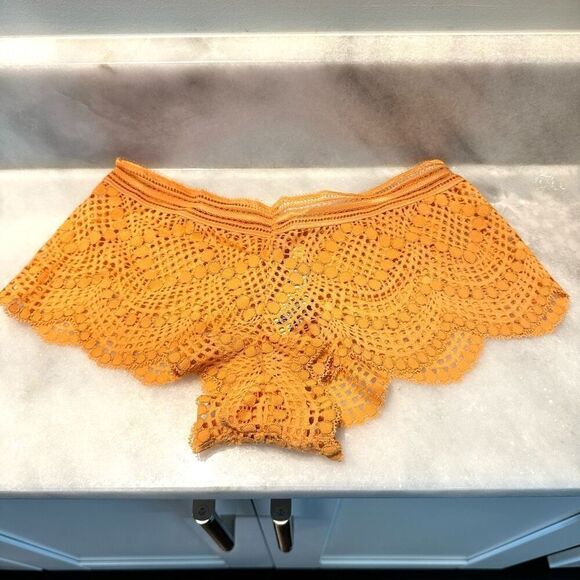 NWT Victoria's Secret Dream Angels Low rise Crochet Shortie Light Orange Small - Picture 1 of 3